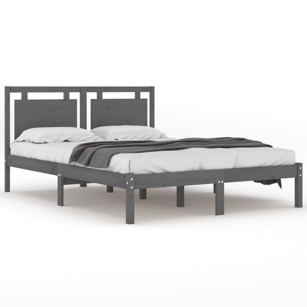 sengeramme 200x200 cm massivt træ grå