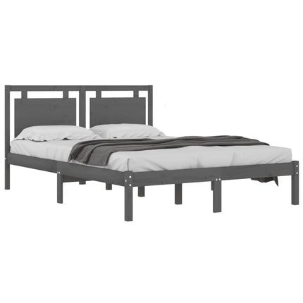 sengeramme 200x200 cm massivt træ grå