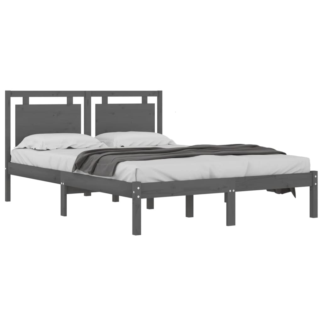 sengeramme 200x200 cm massivt træ grå