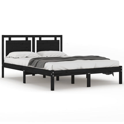 sengeramme 200x200 cm massivt træ sor