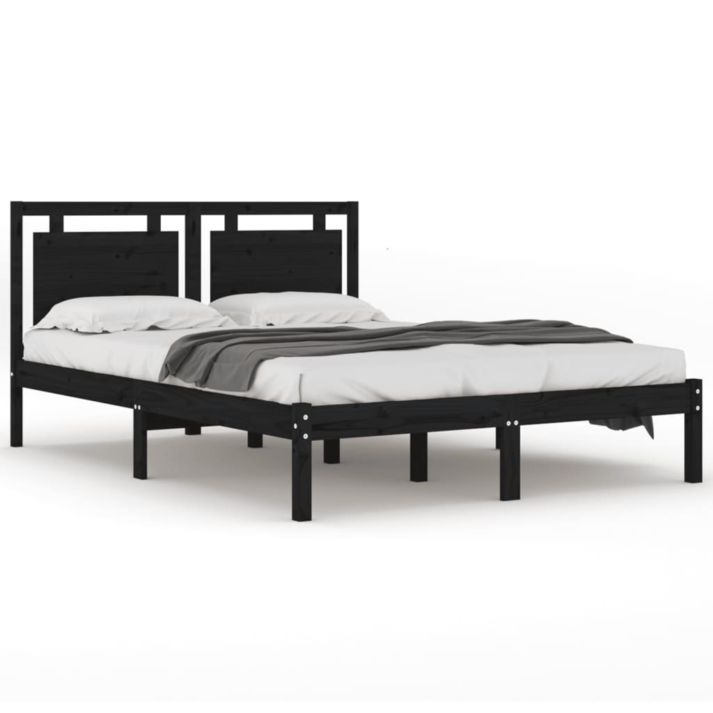 sengeramme 200x200 cm massivt træ sor