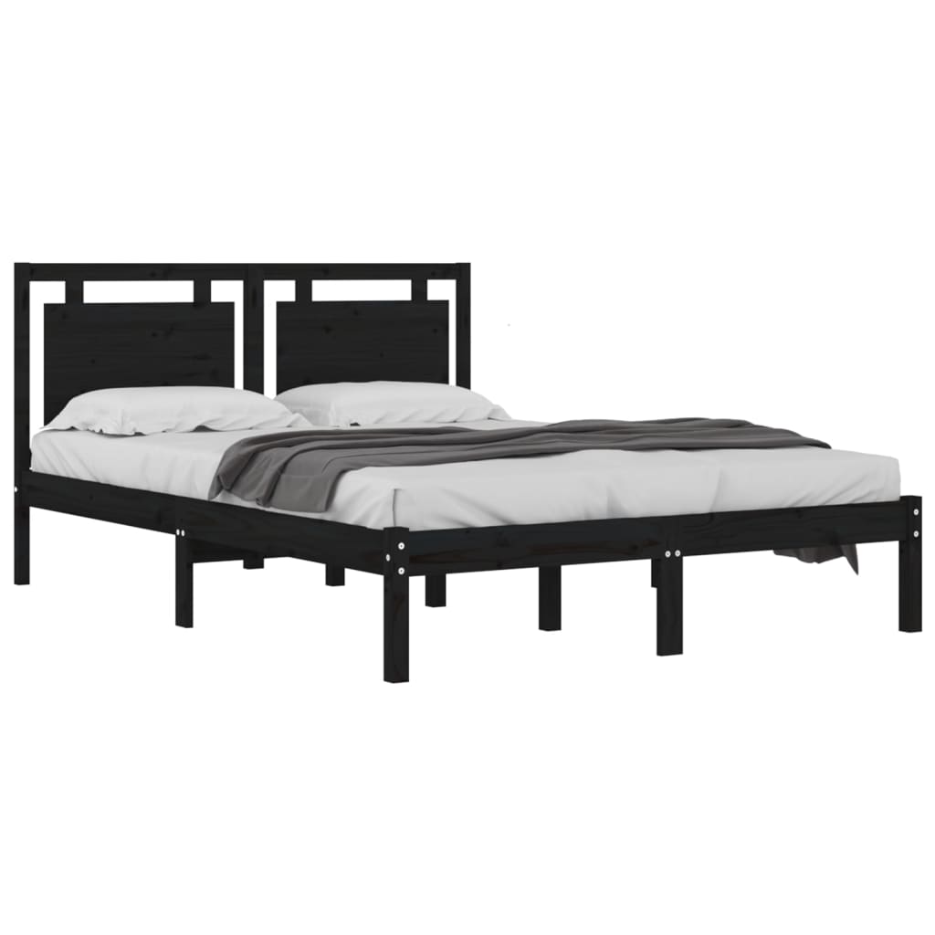 sengeramme 200x200 cm massivt træ sor
