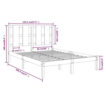 sengeramme 140x190 cm massivt fyrretræ sort