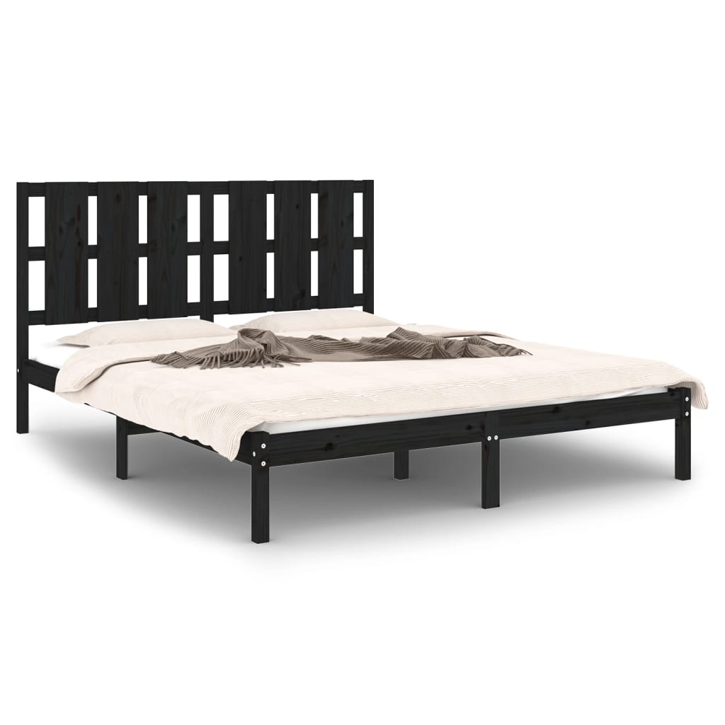 sengeramme 150x200 cm King Size massivt træ sort