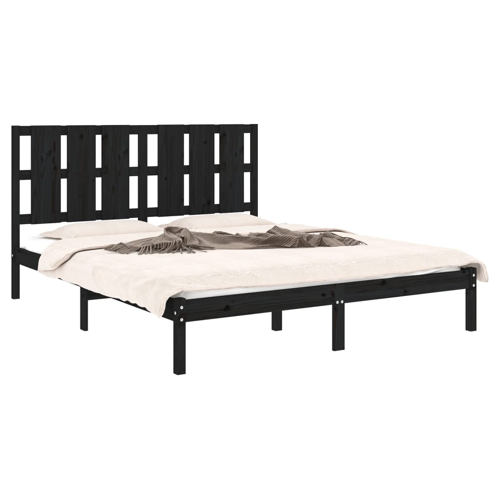 sengeramme 150x200 cm King Size massivt træ sort