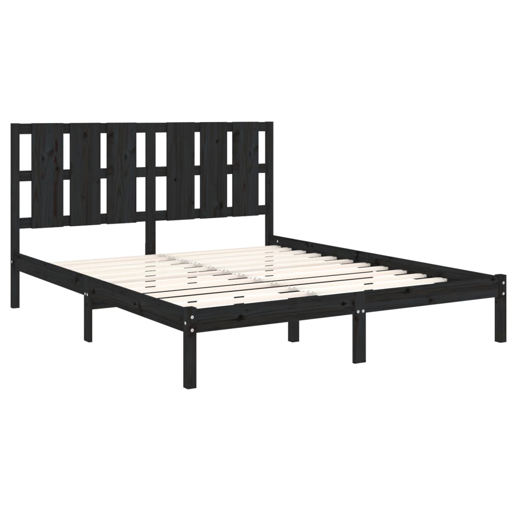 sengeramme 150x200 cm King Size massivt træ sort