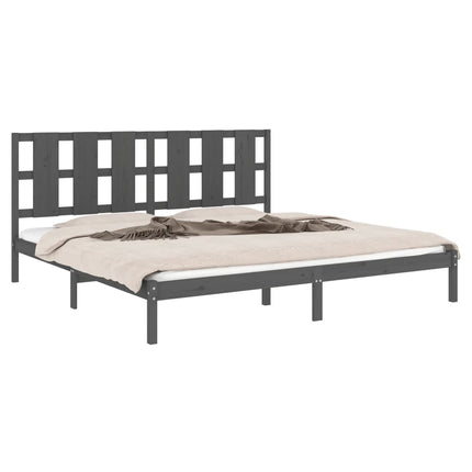 sengeramme 200x200 cm massivt fyrretræ grå