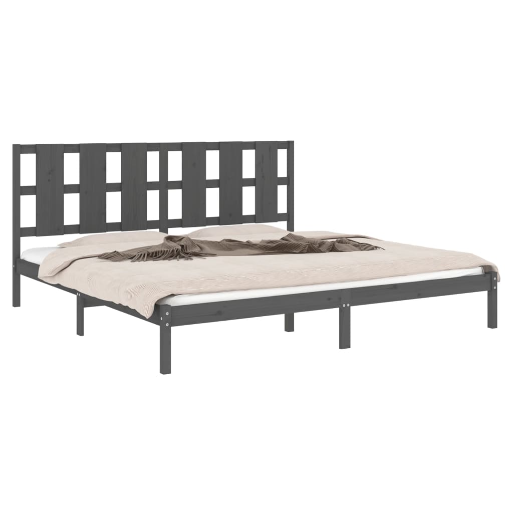 sengeramme 200x200 cm massivt fyrretræ grå