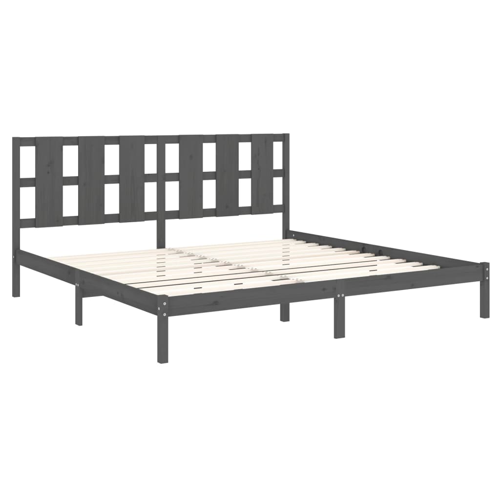sengeramme 200x200 cm massivt fyrretræ grå