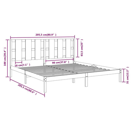 sengeramme 200x200 cm massivt fyrretræ grå