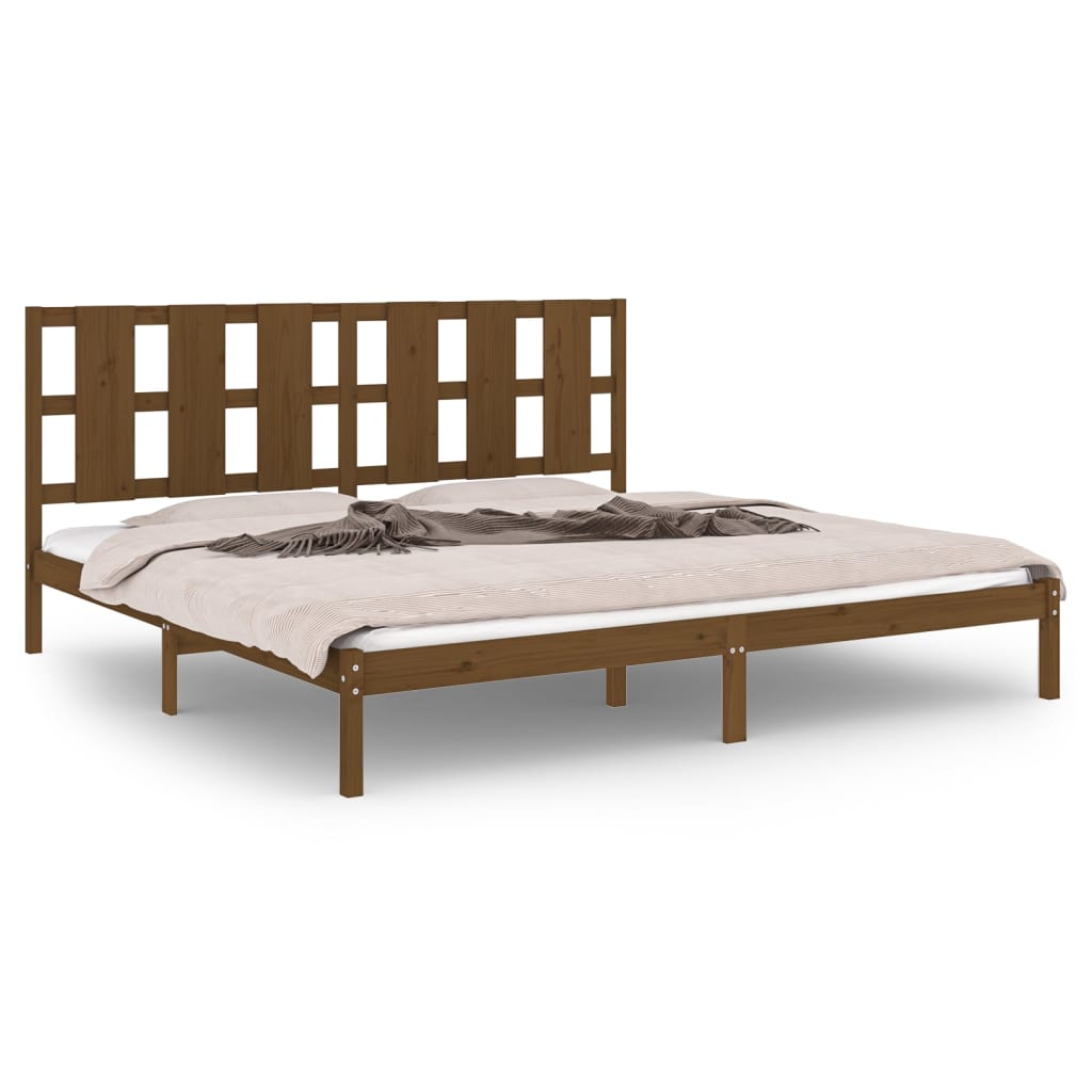 sengeramme 200x200 cm massivt fyrretræ gyldenbrun