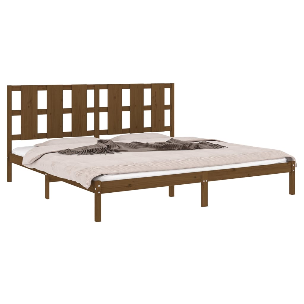 sengeramme 200x200 cm massivt fyrretræ gyldenbrun