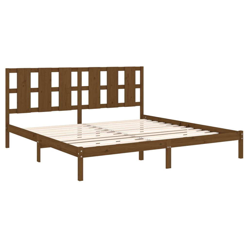 sengeramme 200x200 cm massivt fyrretræ gyldenbrun