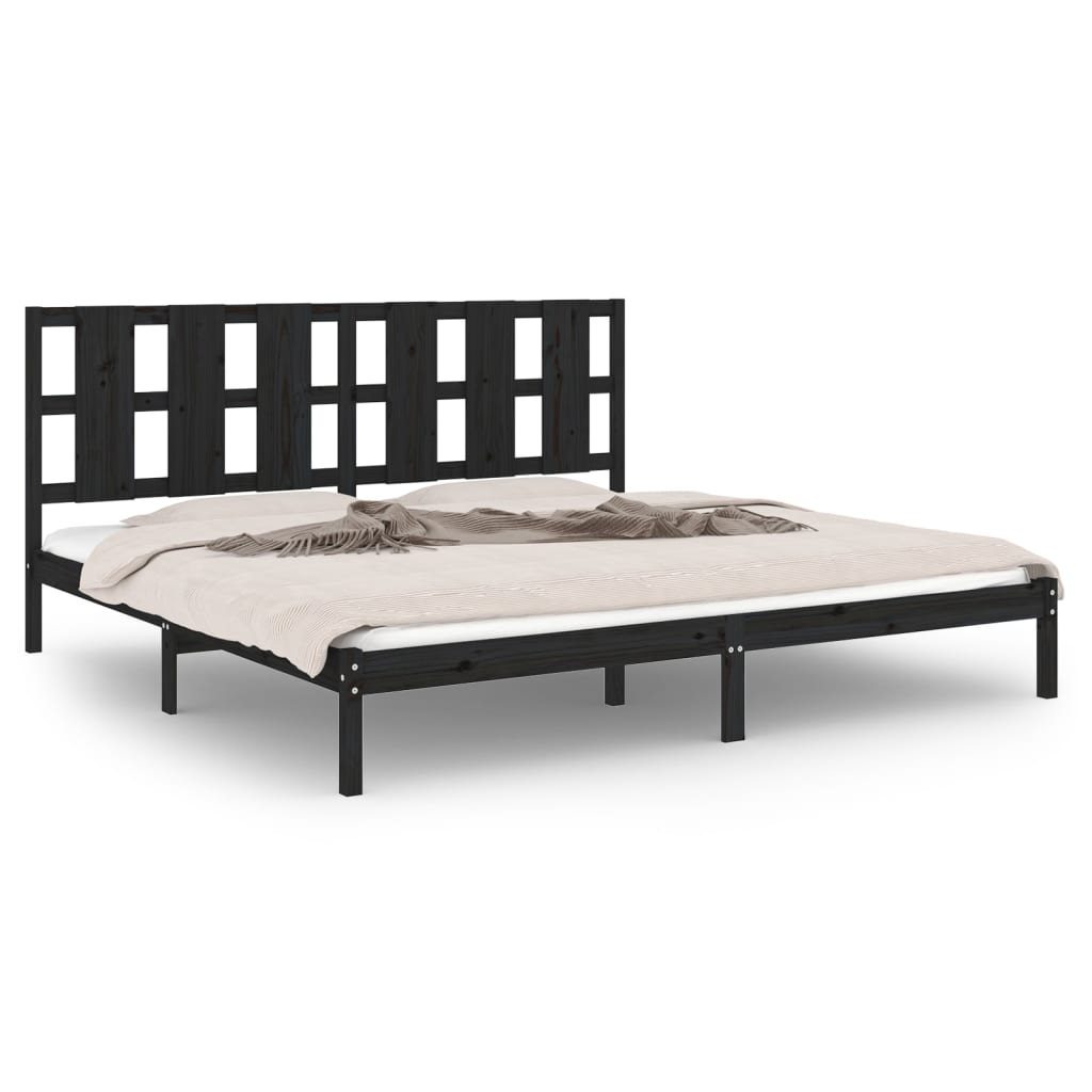 sengeramme 200x200 cm massivt fyrretræ sort
