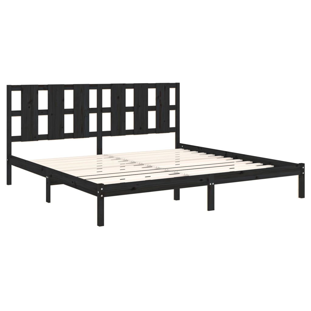 sengeramme 200x200 cm massivt fyrretræ sort