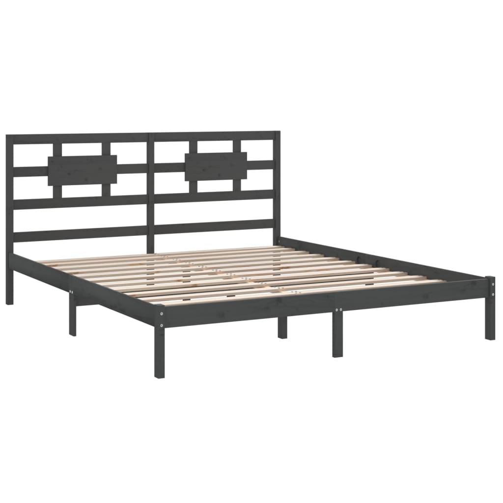 sengeramme 200x200 cm massivt træ grå