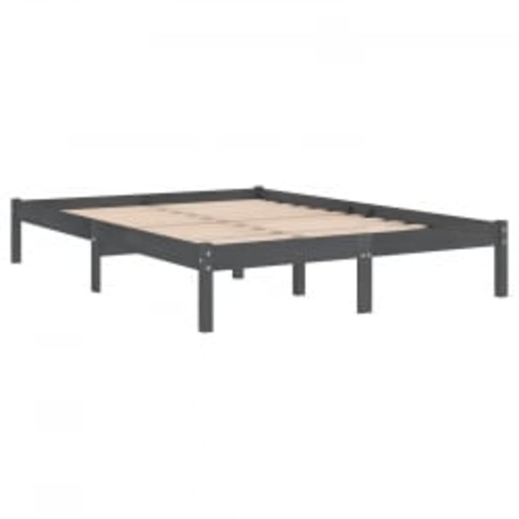 sengeramme 200x200 cm massivt træ grå