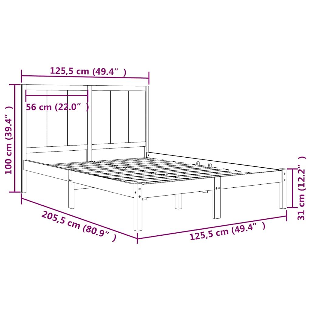 sengeramme uden madras 120x200 cm massivt fyrretræ