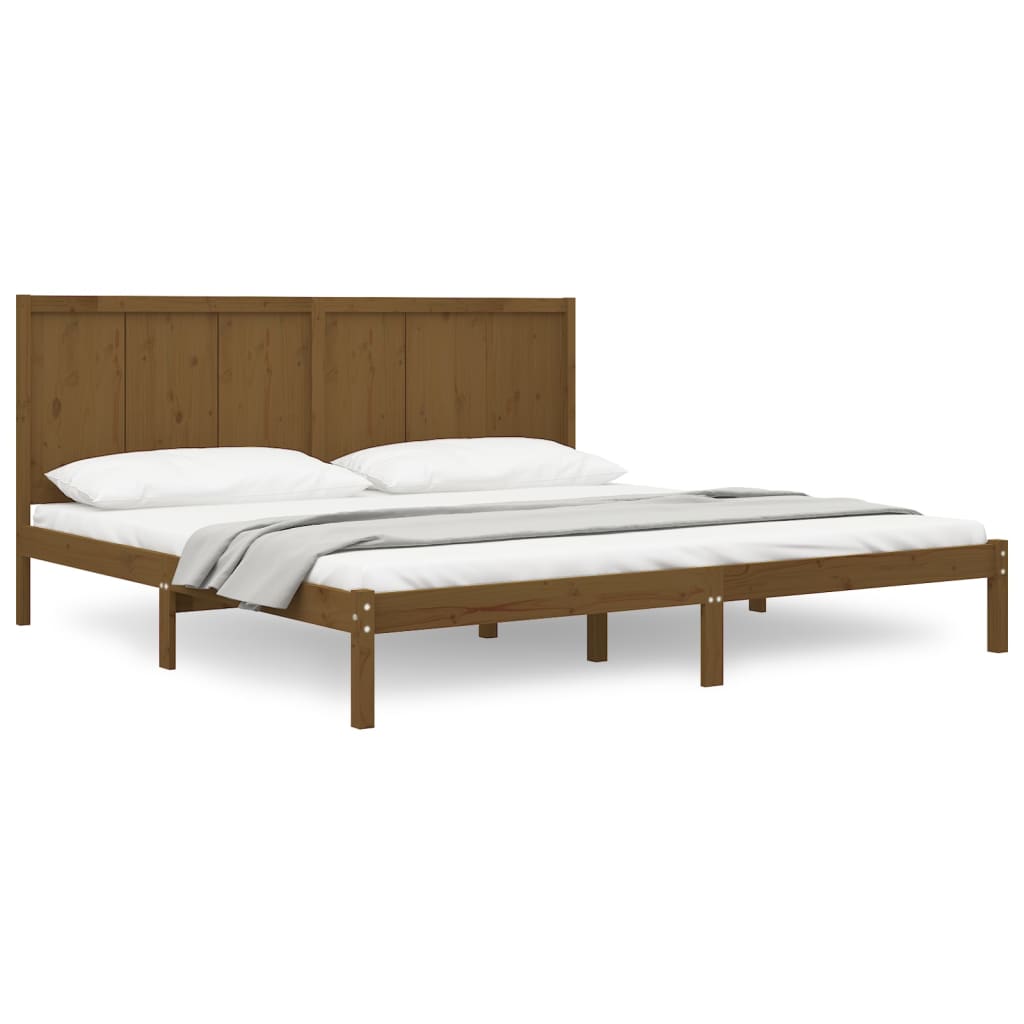 sengeramme 200x200 cm massivt fyrretræ gyldenbrun