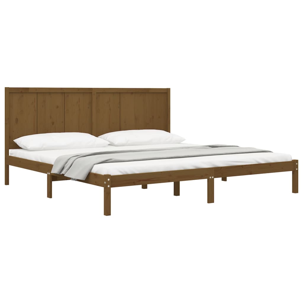 sengeramme 200x200 cm massivt fyrretræ gyldenbrun
