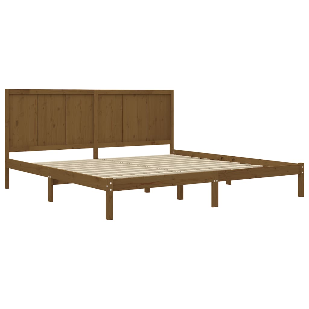 sengeramme 200x200 cm massivt fyrretræ gyldenbrun