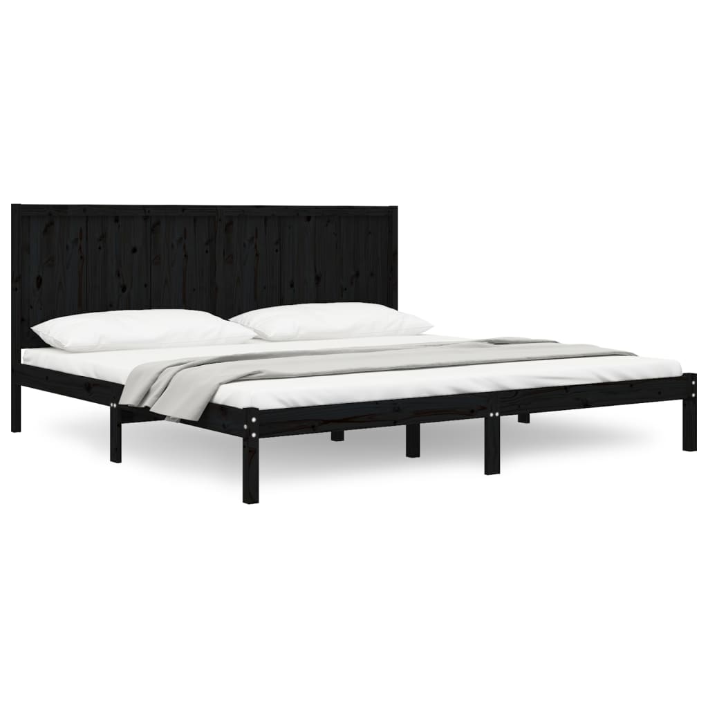 sengeramme 200x200 cm massivt fyrretræ sort