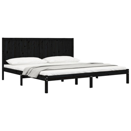 sengeramme 200x200 cm massivt fyrretræ sort