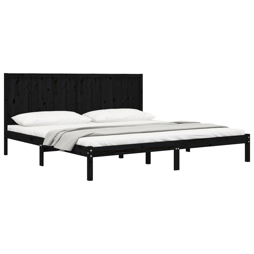 sengeramme 200x200 cm massivt fyrretræ sort