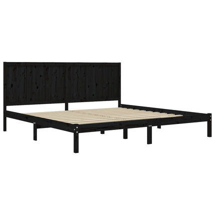 sengeramme 200x200 cm massivt fyrretræ sort