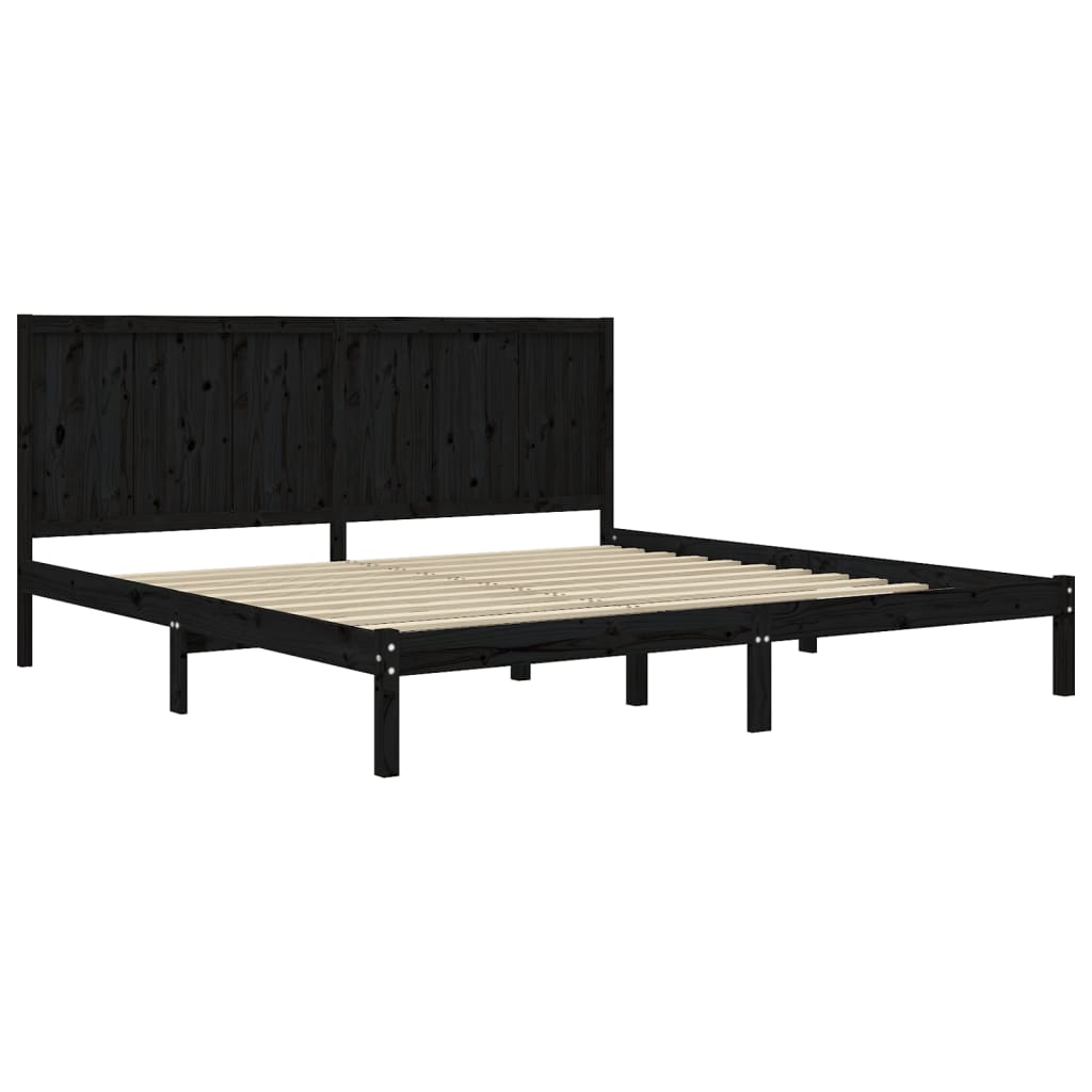 sengeramme 200x200 cm massivt fyrretræ sort
