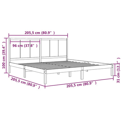 sengeramme 200x200 cm massivt fyrretræ sort