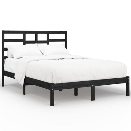 sengeramme 140x190 cm massivt træ sort