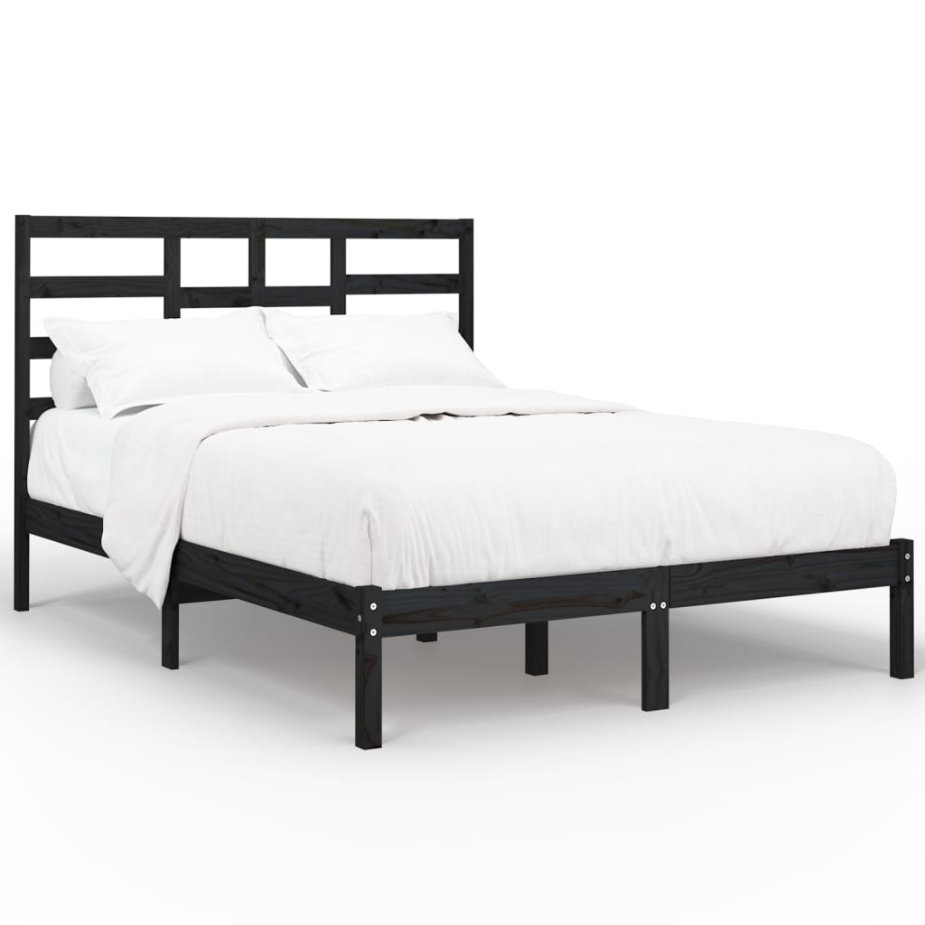 sengeramme 140x190 cm massivt træ sort