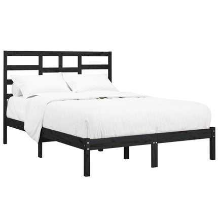 sengeramme 140x190 cm massivt træ sort