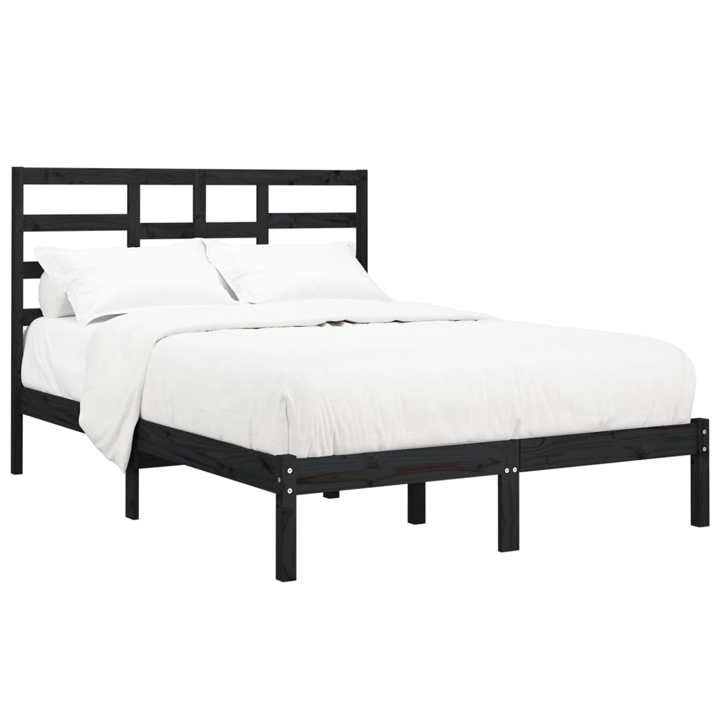 sengeramme 140x190 cm massivt træ sort