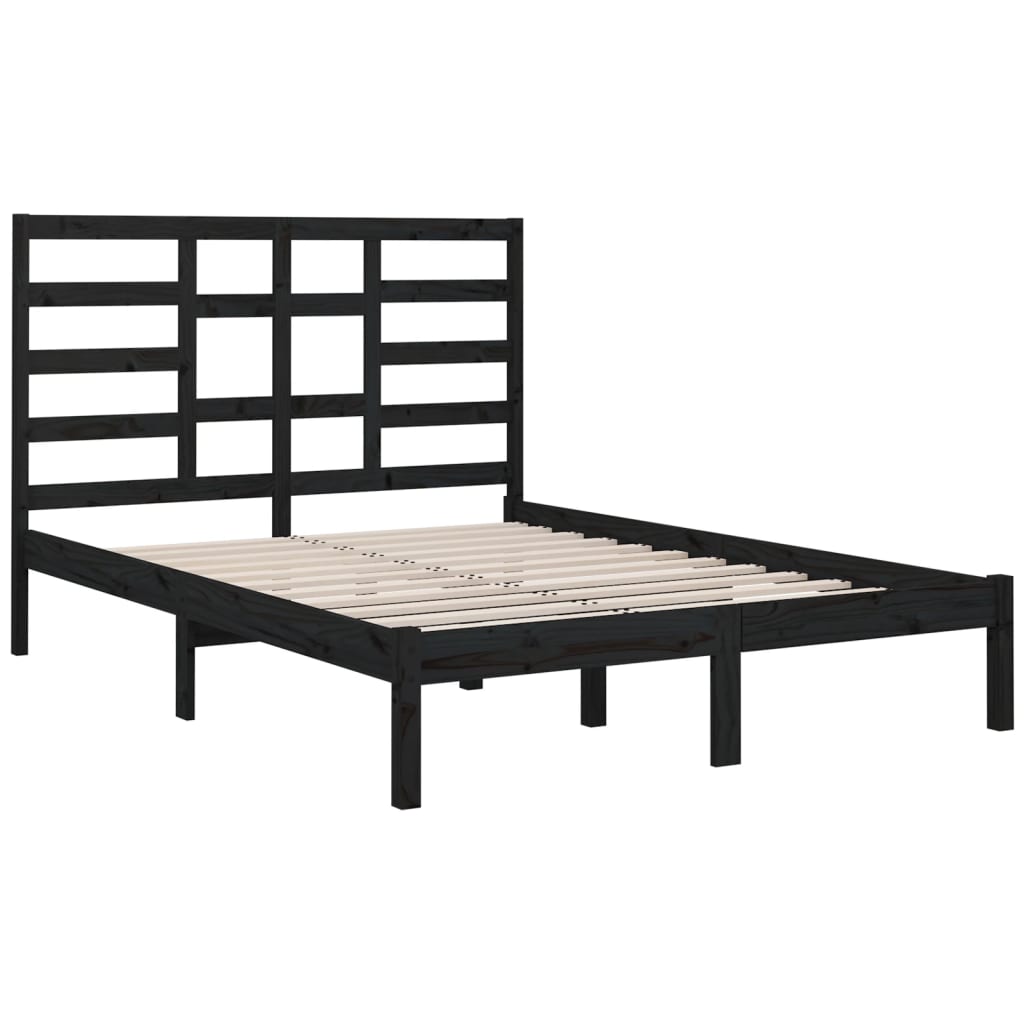sengeramme 140x190 cm massivt træ sort
