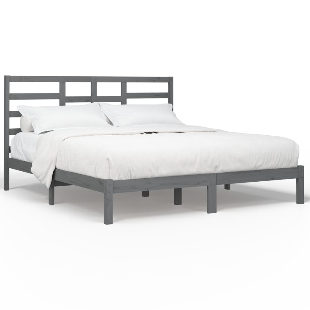 sengeramme 200x200 cm massivt træ grå