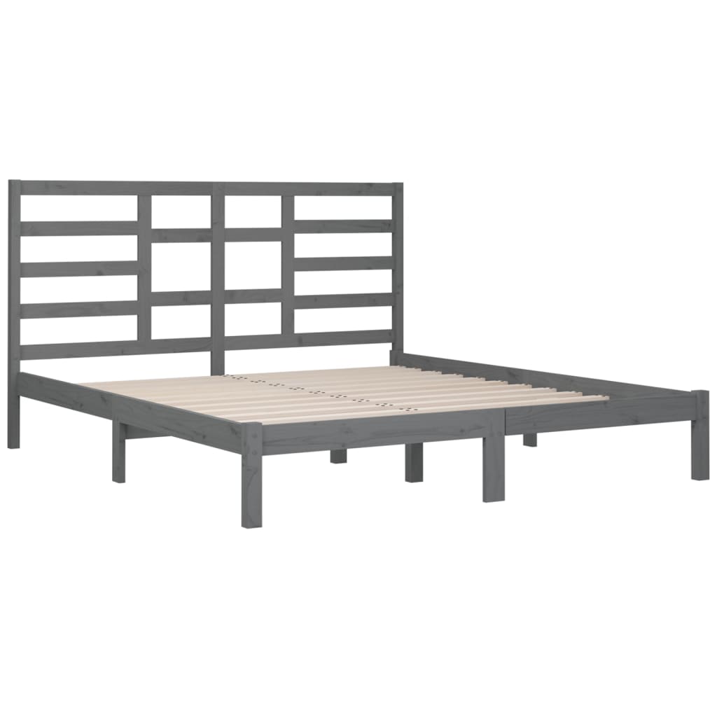 sengeramme 200x200 cm massivt træ grå