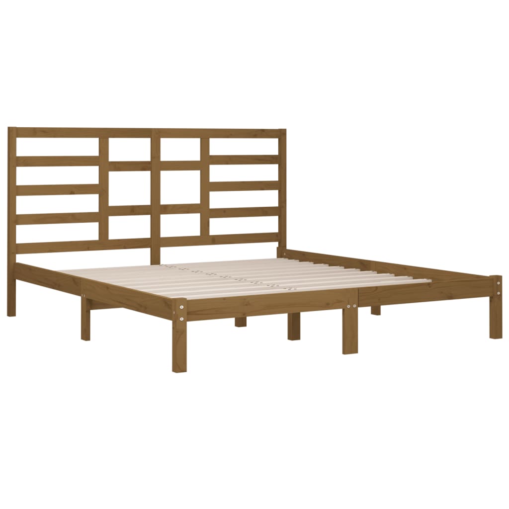 sengeramme 200x200 cm massivt træ gyldenbrun