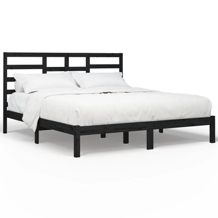sengeramme 200x200 cm massivt træ sort