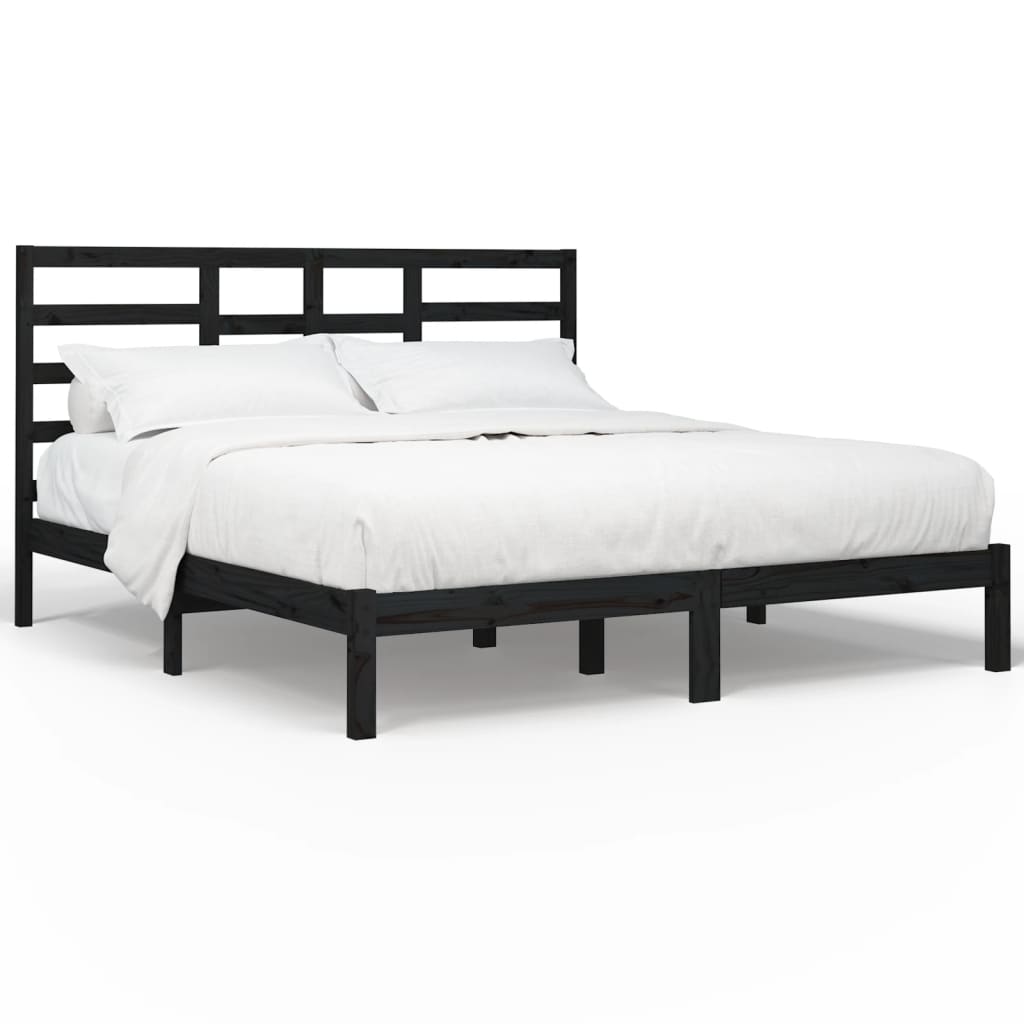 sengeramme 200x200 cm massivt træ sort