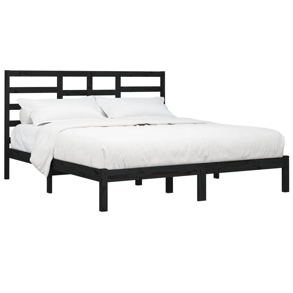 sengeramme 200x200 cm massivt træ sort