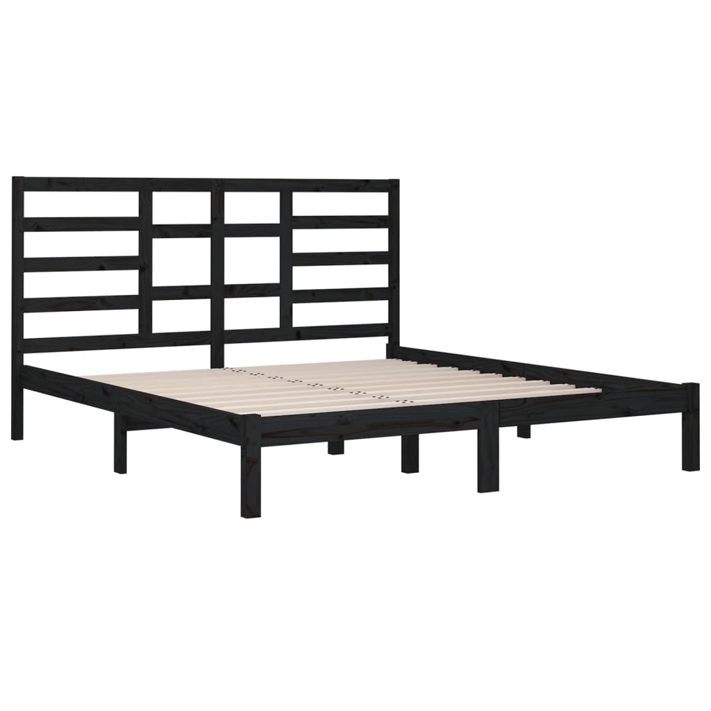 sengeramme 200x200 cm massivt træ sort