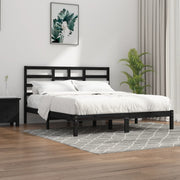 sengeramme 200x200 cm massivt træ sort