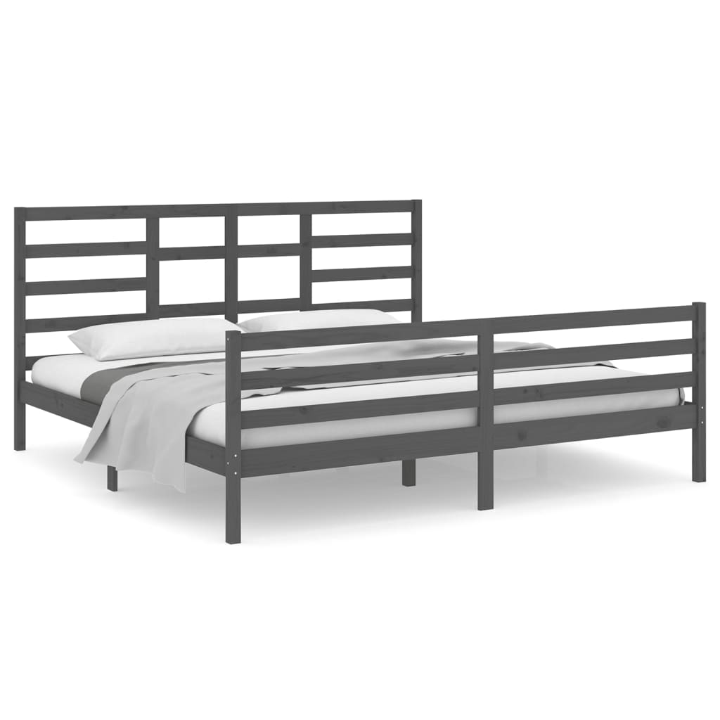 sengeramme 200x200 cm massivt træ grå
