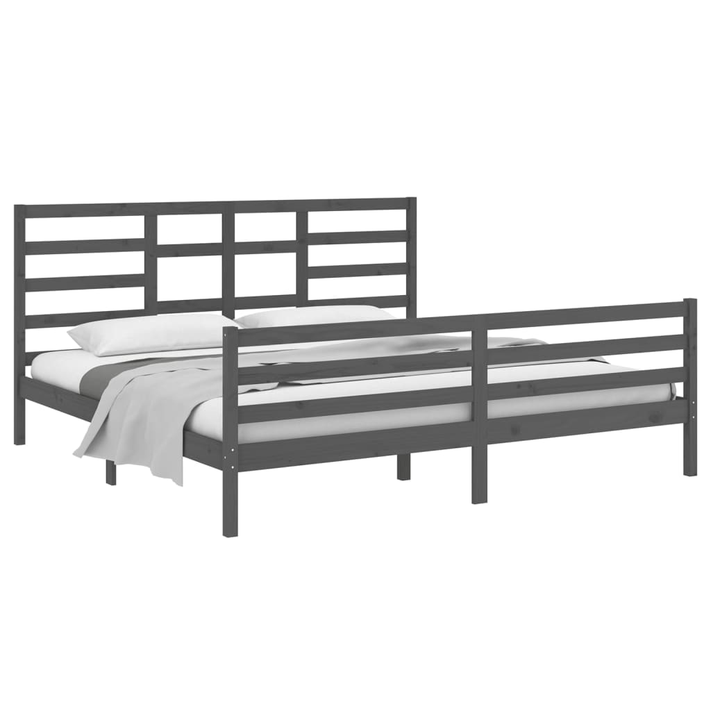 sengeramme 200x200 cm massivt træ grå