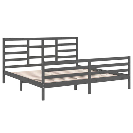 sengeramme 200x200 cm massivt træ grå