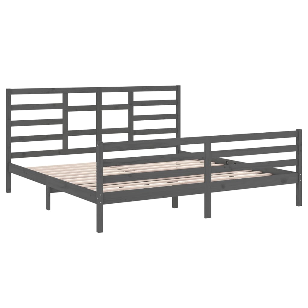 sengeramme 200x200 cm massivt træ grå
