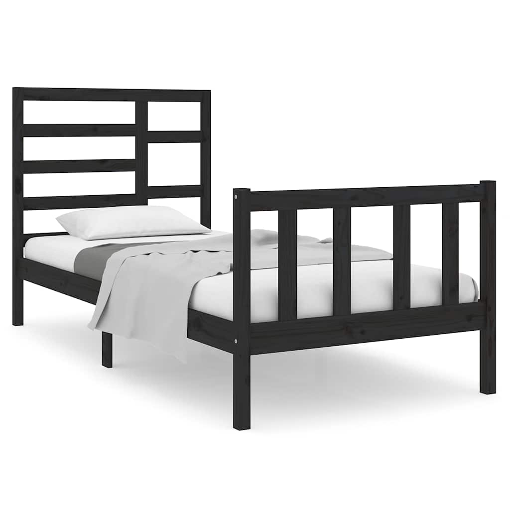 sengeramme 75x190 cm Small Single massivt træ sort
