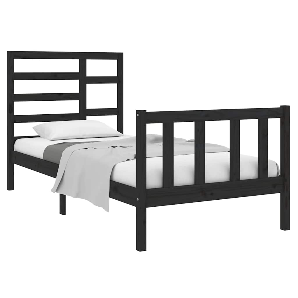 sengeramme 75x190 cm Small Single massivt træ sort